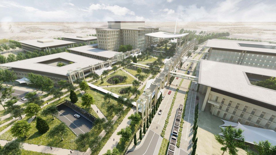 הדמיה של המרכז הרפואי: השדרה המרכזית ומבני האשפוז